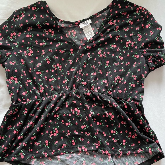 Ripe Floral Print V-Neck Top - Size L - Picture 1 of 2